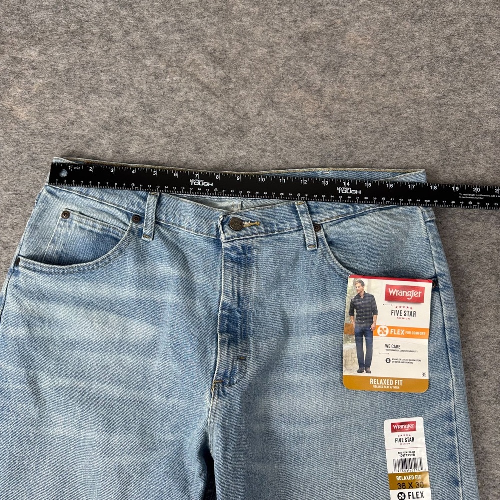 Wrangler Five Star Flex Relaxed Fit Jeans Denim Cotton Stretch Mens 36x30 - Picture 11 of 15